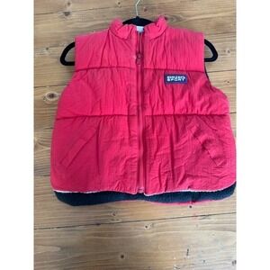 Bugle Boy Sport  Red Puffer Vest Fleece Lined Vintage Style Large L